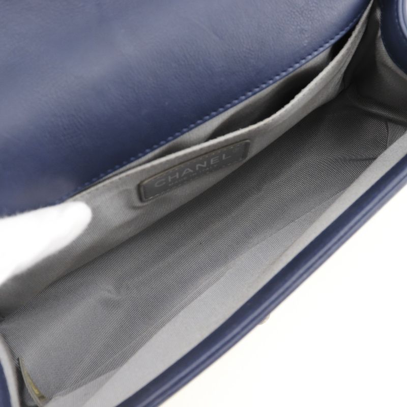 Chanel Boy Chanel Chain Shoulder Matelasse Lambskin Navy Blue Ladies Shoulder