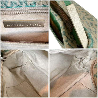 Bottega Veneta One Shoulder Bag Accessory Pouch Halaco Leather Green Beige