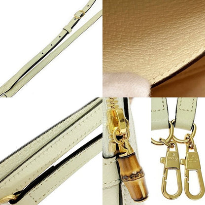Gucci 715775/520981 Leather Diana Mini Bamboo 2way Handbag Ladies White 362693