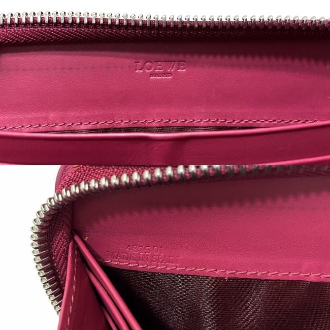 Loewe Round Zipper Long Wallet Shocking Pink Amazona