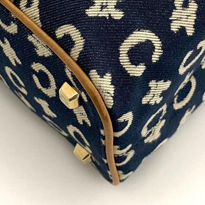 Celine Handbag Navy Blue Beige White C Macadam Excellent Condition