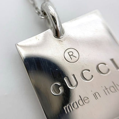 Gucci Square Logo Plate Necklace Ec22785 Silver