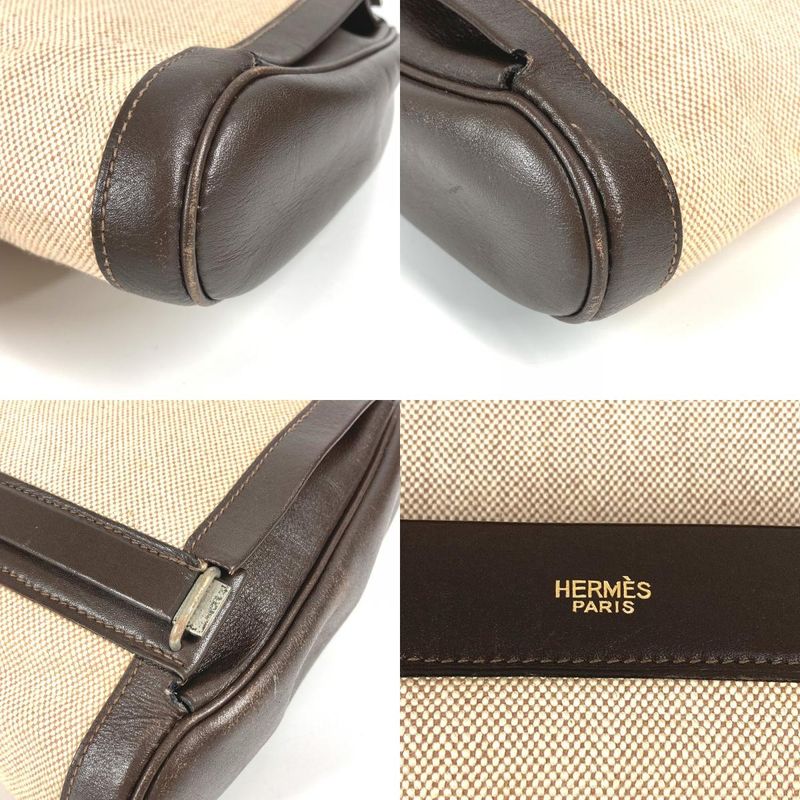 Hermes Clutch Bag Equi Leather / Canvas Beige