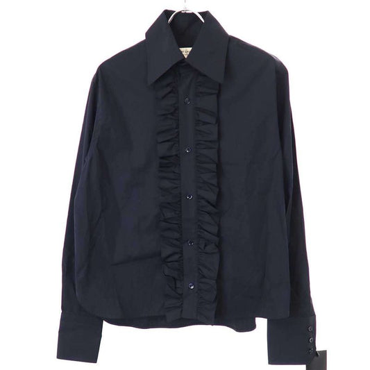 Saint Laurent Paris 20ss Frilled Blouse Shirt 614790 Y217w Navy F38