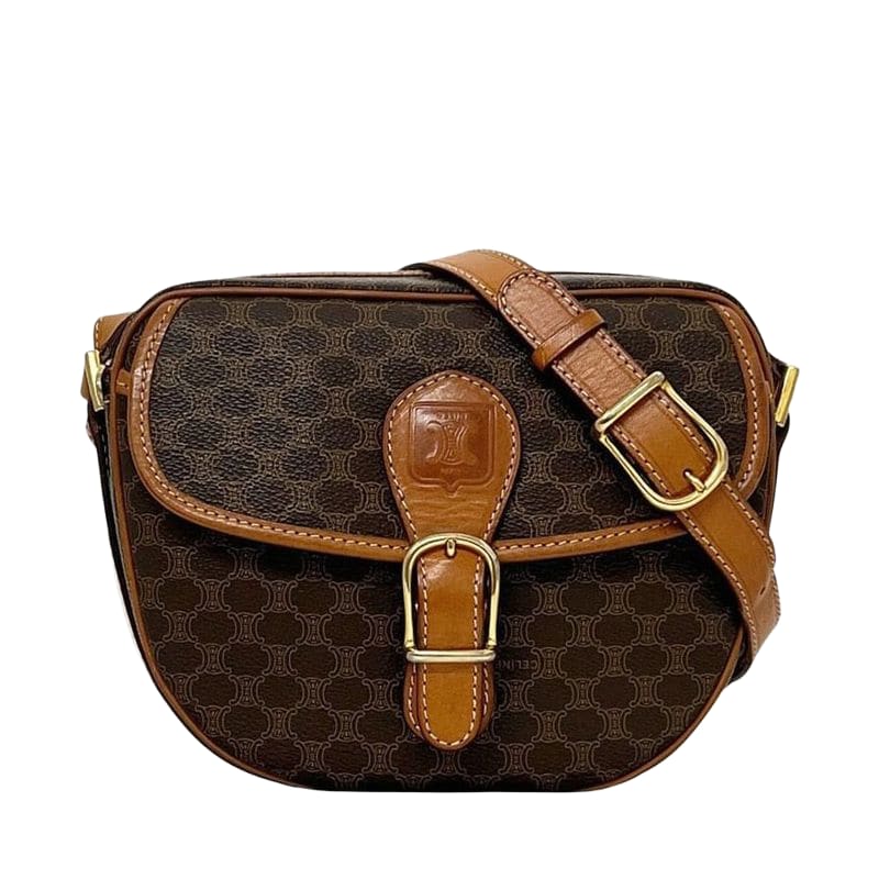 Celine Shoulder Bag Brown Macadam PVC Leather Preowned