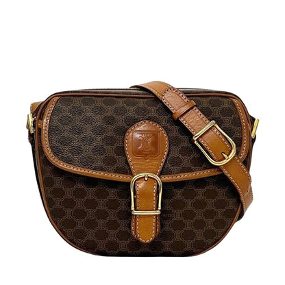 Celine Shoulder Bag Brown Macadam PVC Leather Preowned