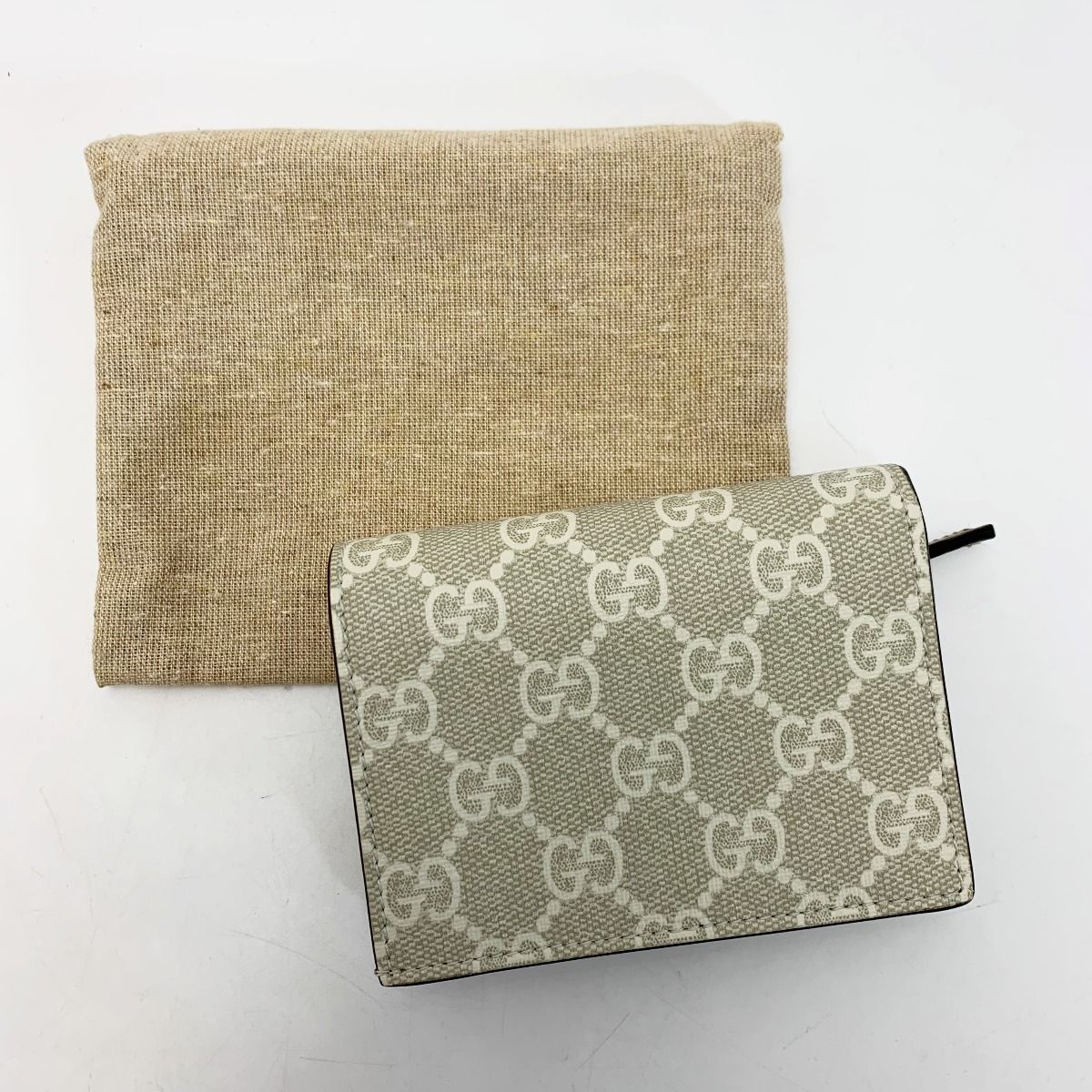 Gucci Marmont Double G Mini Wallet Denim Xleather 658610 Black Bifold Wallet