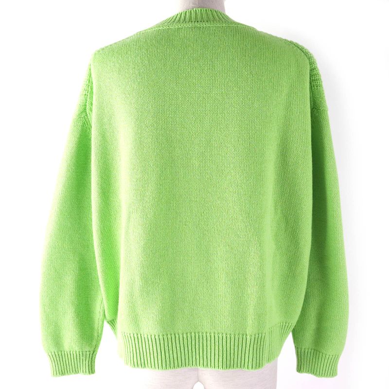 Hermes 23SS Cashmere Cotton Long Sleeve Cropped Knit With Logo Hardware Green