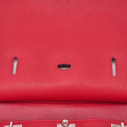 Hermes Gipsyère 34 Shoulder Bag Taurillon Clemence Rouge Casaque (silver