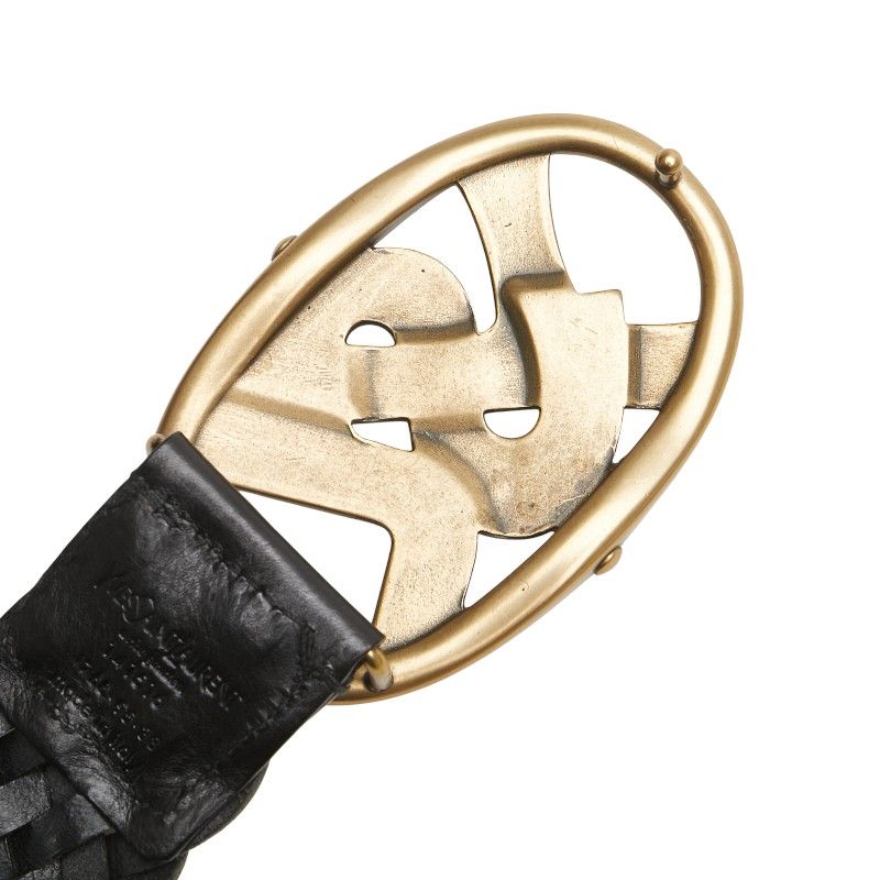 Saint Laurent YSL Logo Buckle Belt Size: 95/38 141516 Black Gold Leather Plated