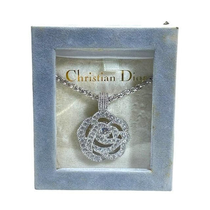 Christian DIOR Necklace Pendant Accessory Jewelry Small Item Rose Flower Motif