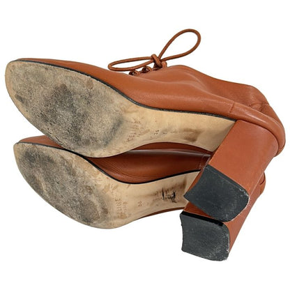 Celine ③ Leather Short Boots Women's Brown 36