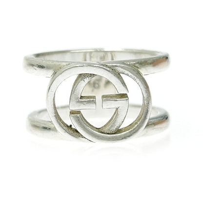 Gucci Silver Interlocking G Wide Open Band Ring 4.4g 925 Engraved 368328 Ring