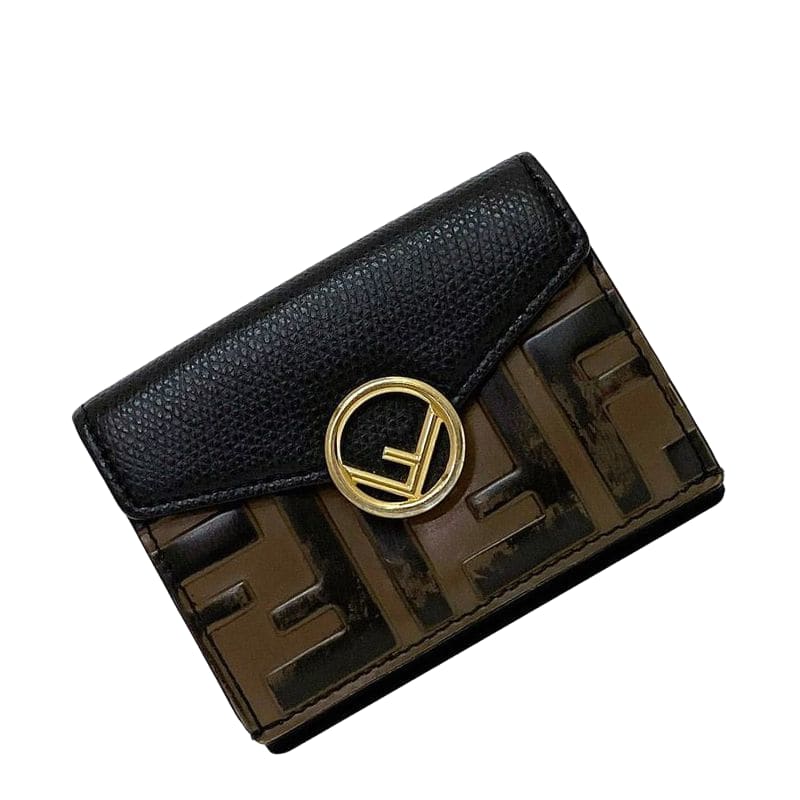 Fendi Trifold Wallet Black Brown Fize 8m0395