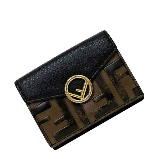 Fendi Trifold Wallet Black Brown Fize 8m0395