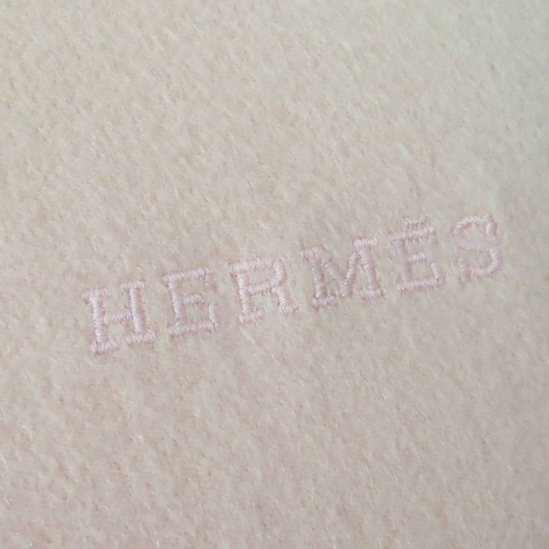 Hermes 100% Cashmere Extra Large Shawl With Logo Embroidery