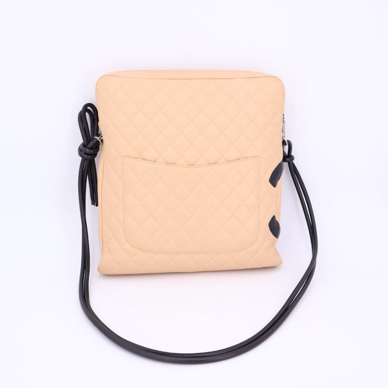 Chanel Cambon Line Large Shoulder Bag A25179 Beige Black SV