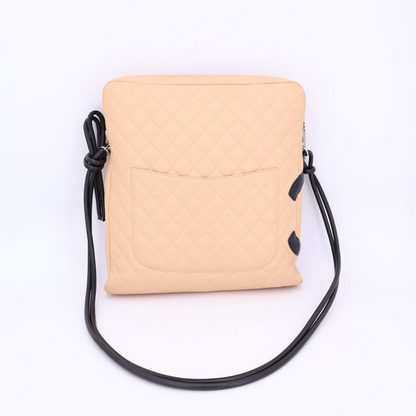 Chanel Cambon Line Large Shoulder Bag A25179 Beige Black SV