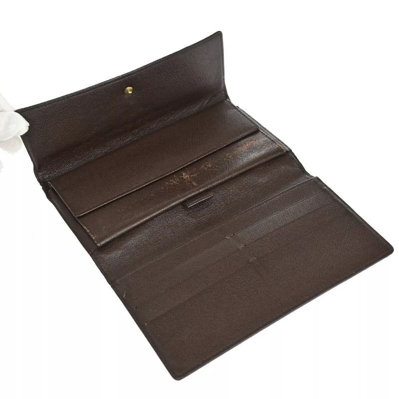 Louis Vuitton Long Wallet Damier Ebène Portefeuille International 09bs120