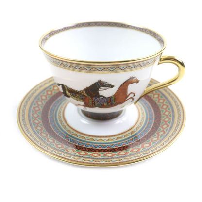 Hermes Chevaldrian Horse Tea Cup And Saucer Set Of 2 Tableware Multi With Box