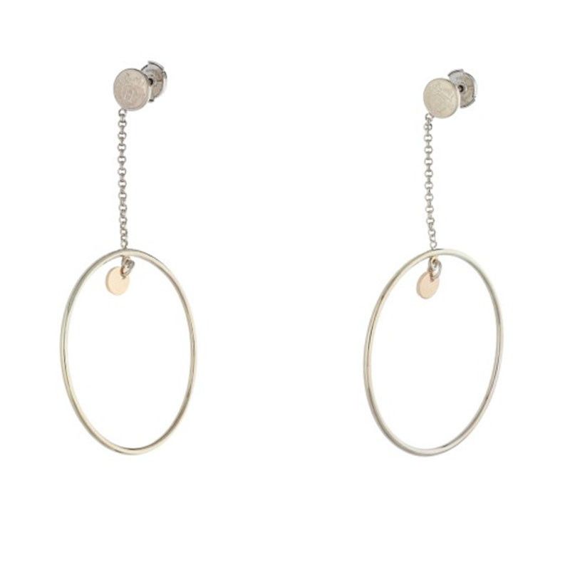 Hermes Exlibris Silver Hoop Earrings Men's