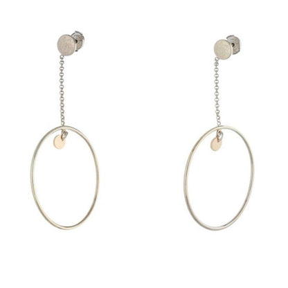 Hermes Exlibris Silver Hoop Earrings Men's