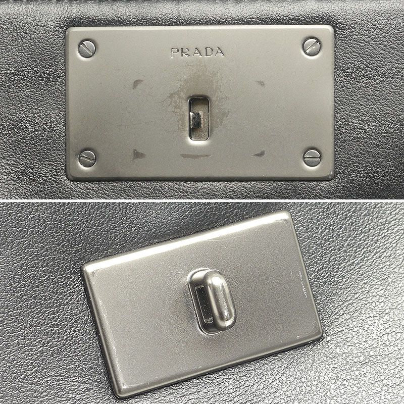 Prada Chain Shoulder Bag 1bd009 Black With Metal Punching