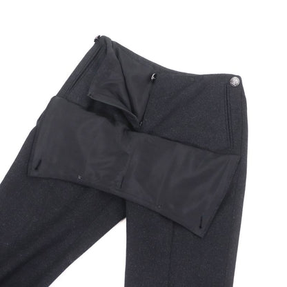 CHANEL P59000 100% Silk Lining Center Press Pants With Logo Button Wool Pants