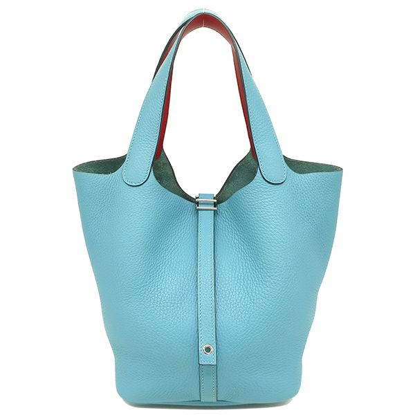 Hermes Handbag Picotin Lock MM Eclat Taurillon Clemence Swift Blue Dunol X