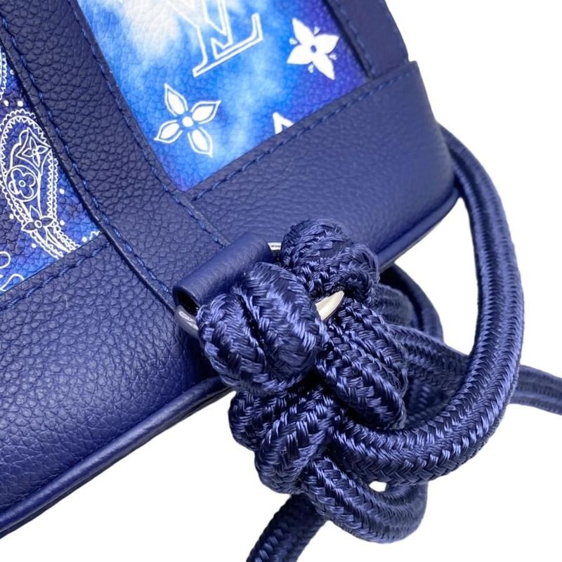 Louis Vuitton Shoulder Bag Randonnee PM Monogram Bandana Blue White Silver