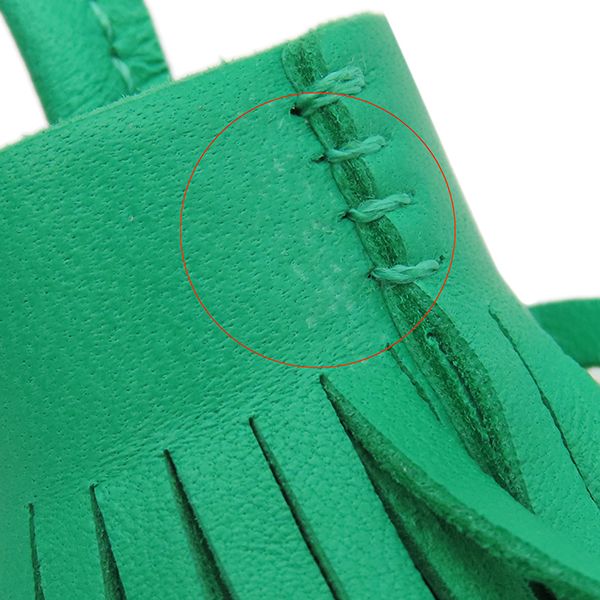 Hermes Key Ring Carmen Unodos Lambskin Mint and Mauve Silvestre Silver Hardware