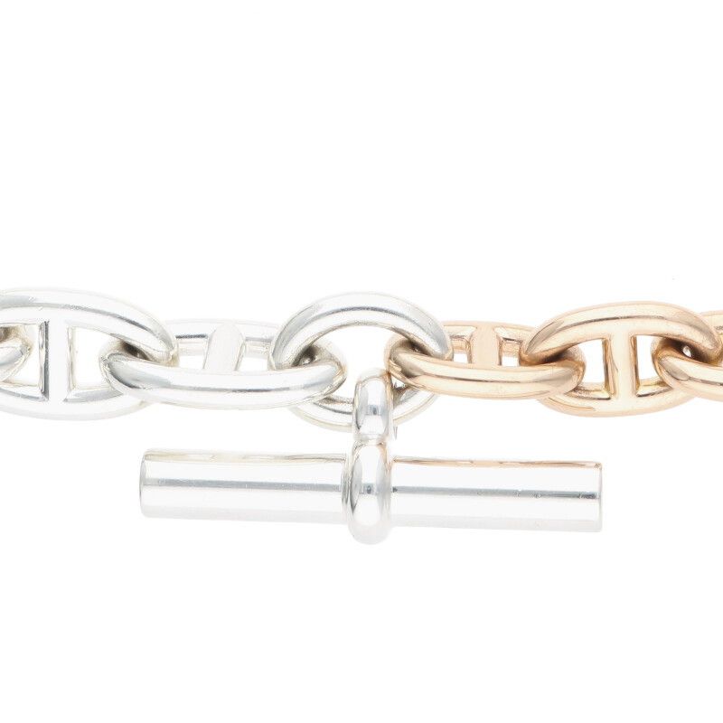 Hermes Chaine D'ancre GM MM 18K Pink Gold Silver Chaine D'ancre 2 Chain
