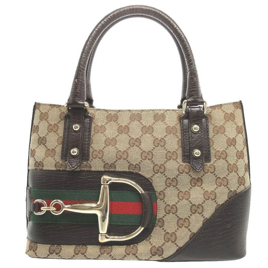 Gucci 137475 Sherry GG Canvas Leather Beige Brown Handbag 1789 Gucci
