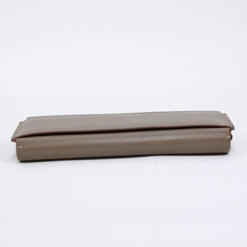 Hermes Passant Long Origan Leather Brown Wallet Silver