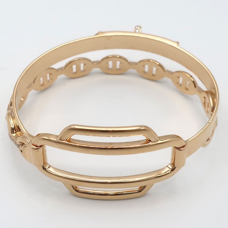 Hermes Chaine D'ancre Kelly Double Tour Bracelet Bangle SH 18K Pink