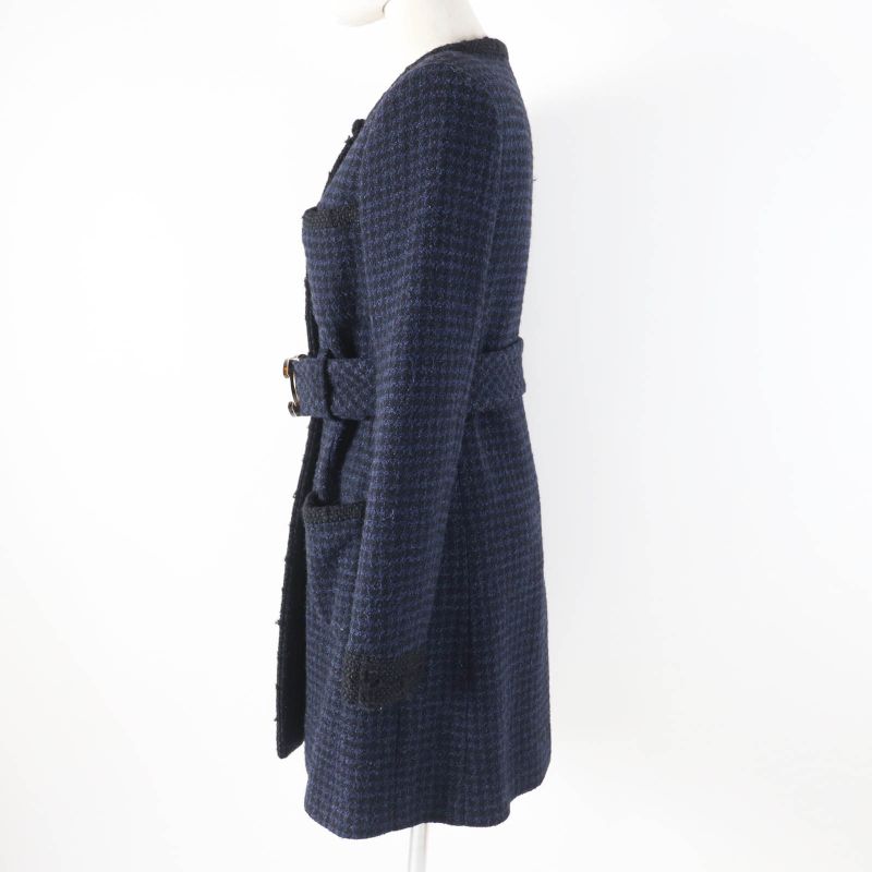 CHANEL P57229 Worn By Shin Hye Park BIG Coco Bag Belted Long Coat Black Navy