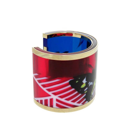 Christian Dior D-jungle Pop Skeleton Butterfly Bangle Plastic Red Bracelet 0486