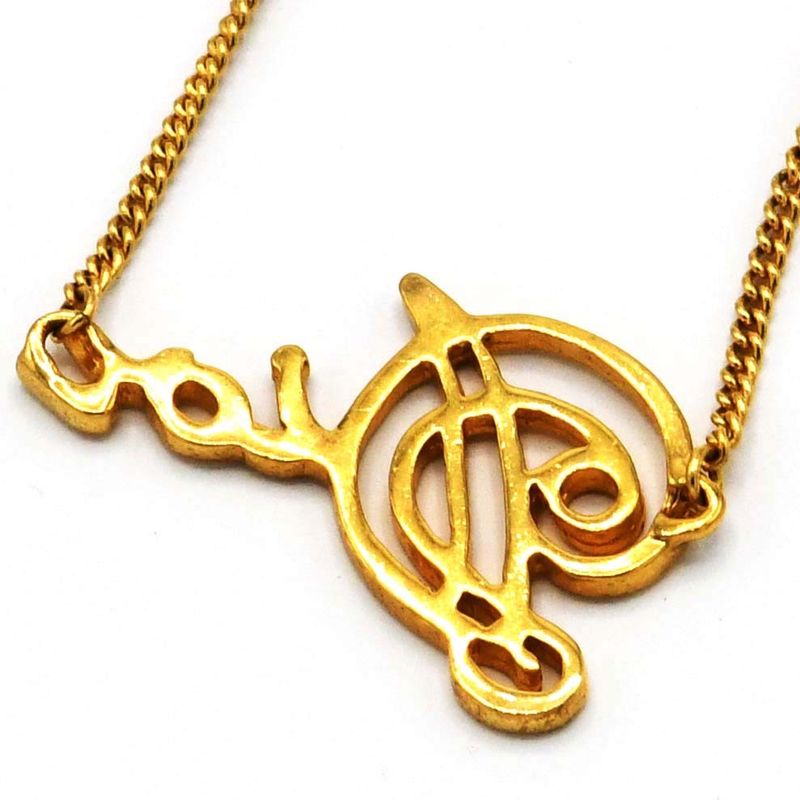 Christian DIOR Graffiti Logo Necklace Gold Color Accessories Ladies With Box