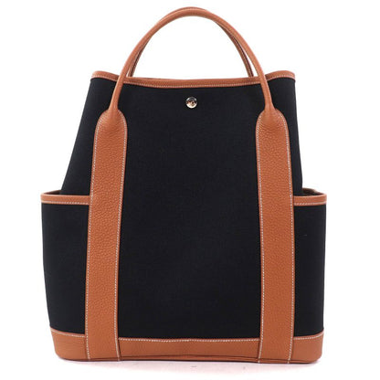 Hermes Garden Party Pocket Vertical Toile Military/negonda Serie Button Tote