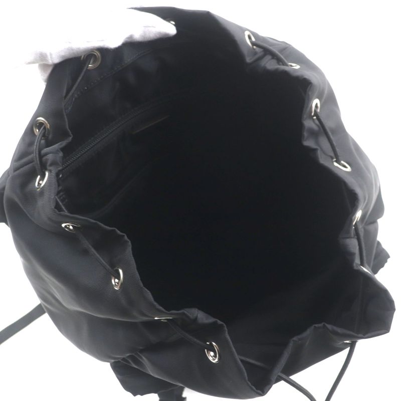 Prada 2vz062 Tessuto Nylon Triangle Logo Triangle Plate Backpack Black Silver