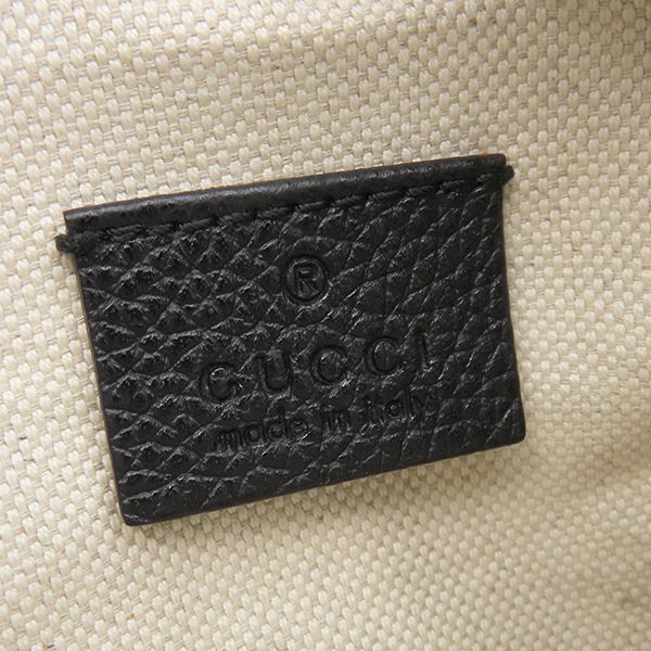 Gucci Shoulder Bag Logo Print Leather Black Gold Hardware Black Mini 574803