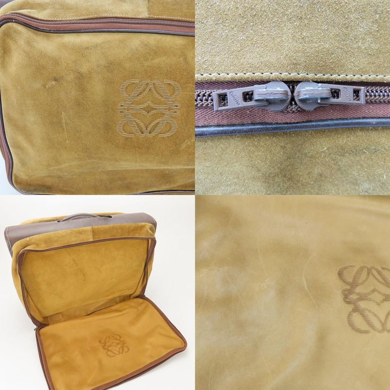 Loewe Business Bag Leather Brown Beige Gold Hardware Attache Case Hard Case