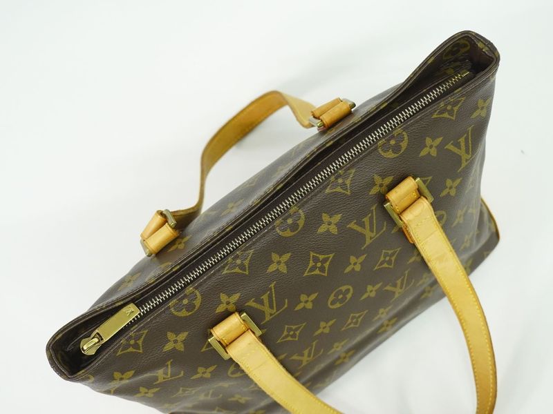Authentic Louis Vuitton LV Cabas Piano Monogram Tote Bag Shoulder Bag Brown