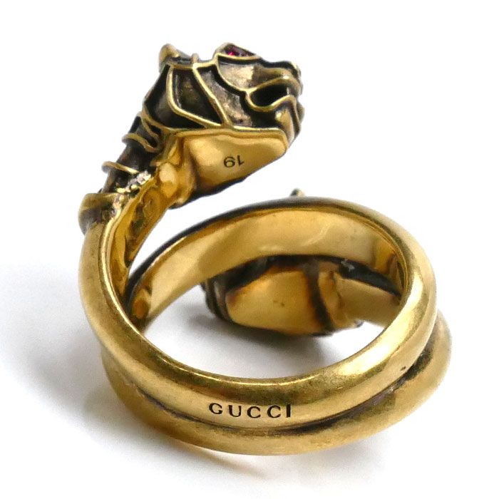Gucci Metal Double Taiga - Head Colored Stone Ring - Ring #18 Men's Preowned