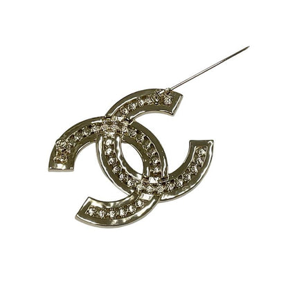 Chanel Brooch Corsage Gold Here Mark Rhinestone