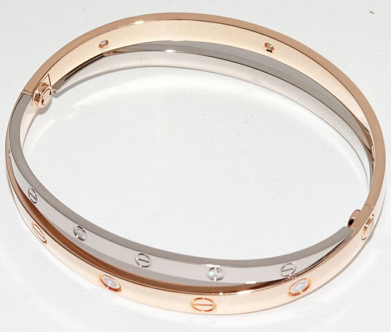 Cartier Bracelet Bangle 18K Pink Gold 18K White Gold Diamond 12p(078ct) Love