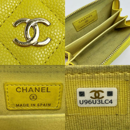 Chanel Matelasse Caviar Skin Ap0216 Yellow Wallet Coin Case