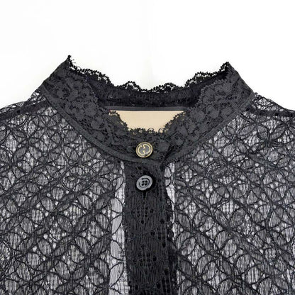 Gucci See Through Shirt With Inner Size 38 Black 717104 Long Sleeve