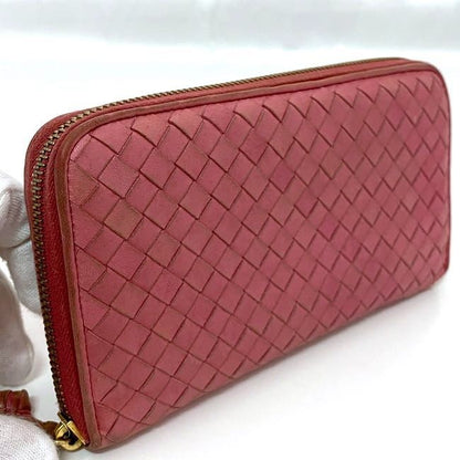 Bottega Veneta Round Zipper Long Wallet Ec21014 Pink