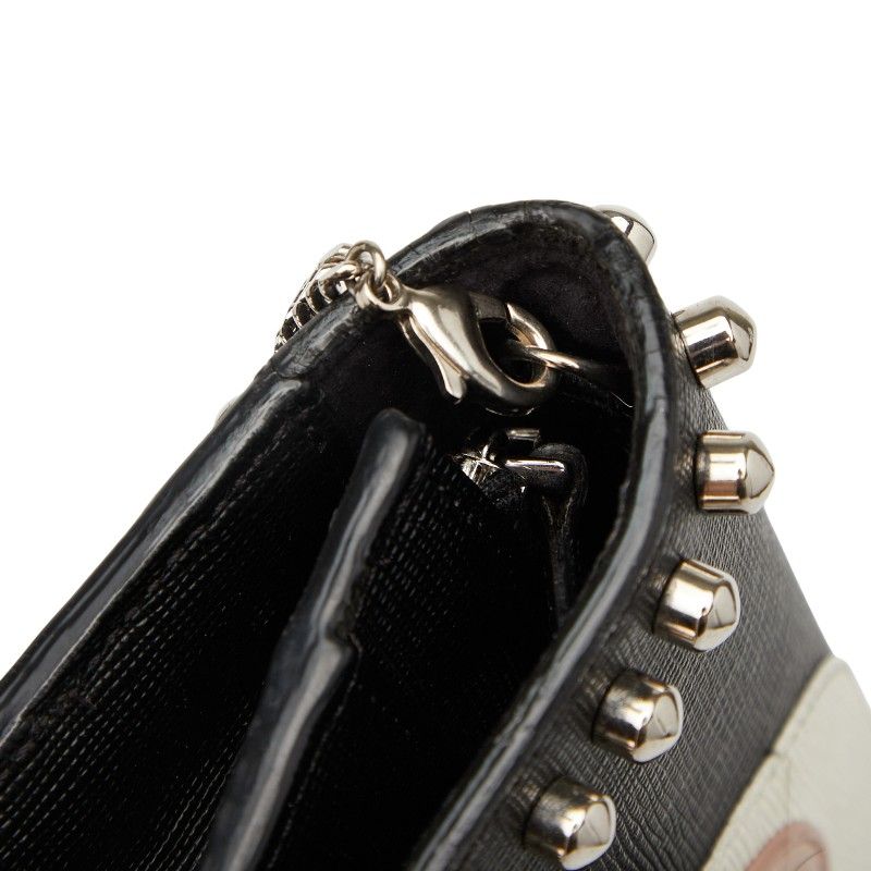 Fendi Carlito Studded Chain Shoulder Bag Wallet Bag 8m0346 Black Leather Women